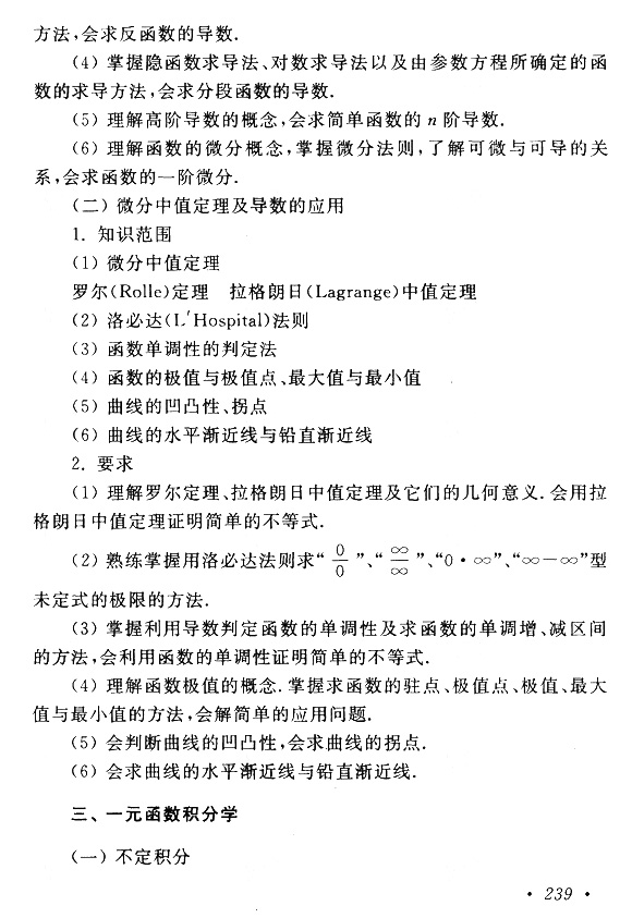 2019年重庆成人高考专升本高数一考试大纲
